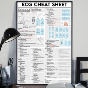 ECG Cheat Sheet Cardiologist Poster Canvas 4