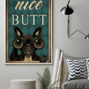 Frenchie Bulldog Nice Butt Vintage Poster Canvas 2