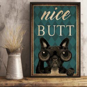 Frenchie Bulldog Nice Butt Vintage Poster Canvas 3