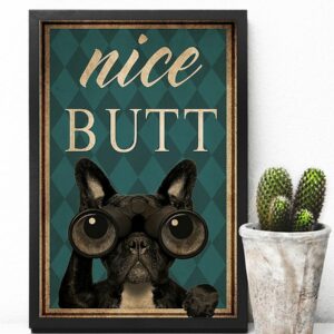 Frenchie Bulldog Nice Butt Vintage Poster Canvas 4