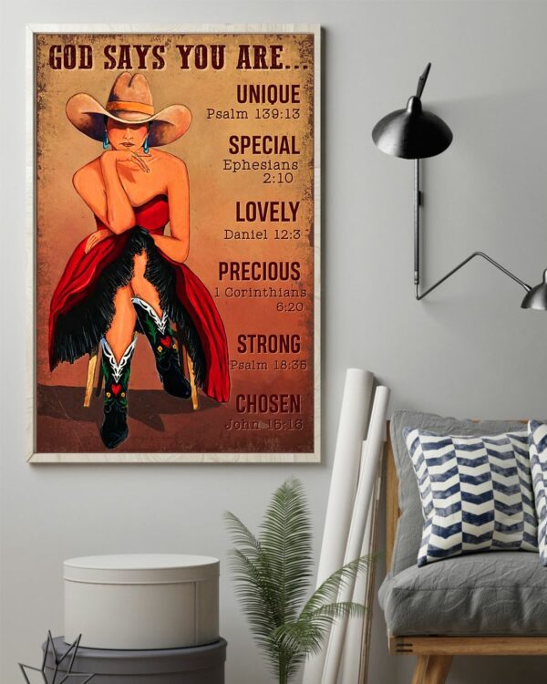 God Says You Are Unique Special Lovely Precious Vintage Poster, Canvas