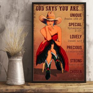 God Says You Are Unique Special Lovely Precious Vintage Poster Canvas 3