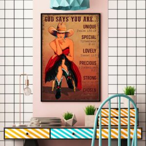 God Says You Are Unique Special Lovely Precious Vintage Poster Canvas 4