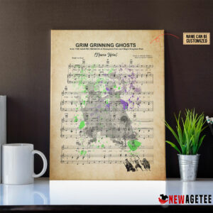 Grim Grinning Ghosts Sheet Music Haunted Mansion Hitchhiking Ghosts over Poster Canvas