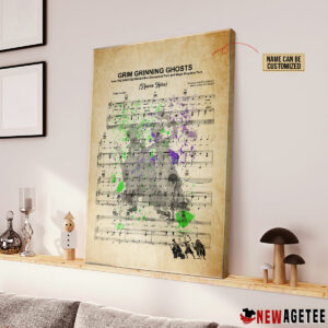 Grim Grinning Ghosts Sheet Music Haunted Mansion Hitchhiking Ghosts over Poster Canvas 2