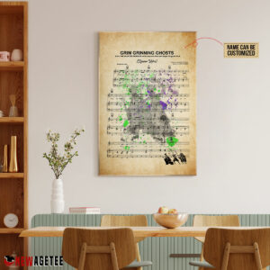 Grim Grinning Ghosts Sheet Music Haunted Mansion Hitchhiking Ghosts over Poster Canvas 4