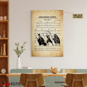 Haunted Mansion Hitchhiking Ghosts over Grim Grinning Ghosts Sheet Music Poster Canvas 4