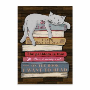 I Love Book and Cat Canvas, Poster