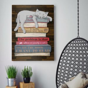 I Love Book and Cat Canvas, Poster