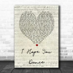 Lee Ann Womack I Hope You Dance Script Heart Song Lyric Quote Poster Canvas