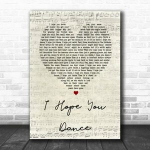 Lee Ann Womack I Hope You Dance Script Heart Song Lyric Quote Poster Canvas 2