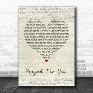 Matt Stell Prayed For You Script Heart Song Lyric Poster Canvas 1