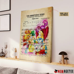 Personalized Alice in Wonderland The Unbirthday Song Sheet Music Poster Canvas