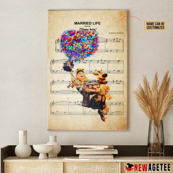 Personalized Carl Russell Dug Up Balloon House Married Life Sheet Music Poster Canvas