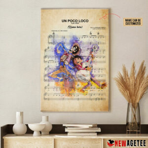 Personalized Coco Miguel and Hector Un Poco Loco Sheet Music Poster Canvas 1