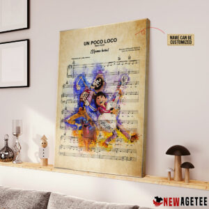 Personalized Coco Miguel and Hector Un Poco Loco Sheet Music Poster Canvas 2