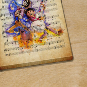 Personalized Coco Miguel and Hector Un Poco Loco Sheet Music Poster Canvas 3