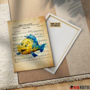 Personalized Little Mermaid Flounder Shes In Love Sheet Music Poster Canvas 2