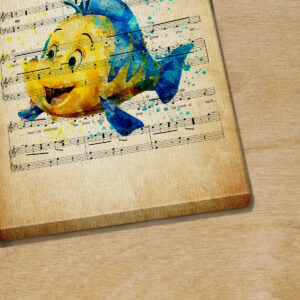 Personalized Little Mermaid Flounder Shes In Love Sheet Music Poster Canvas 3