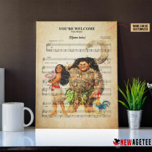 Personalized Moana Maui Youre Welcome Sheet Music Poster Canvas 1