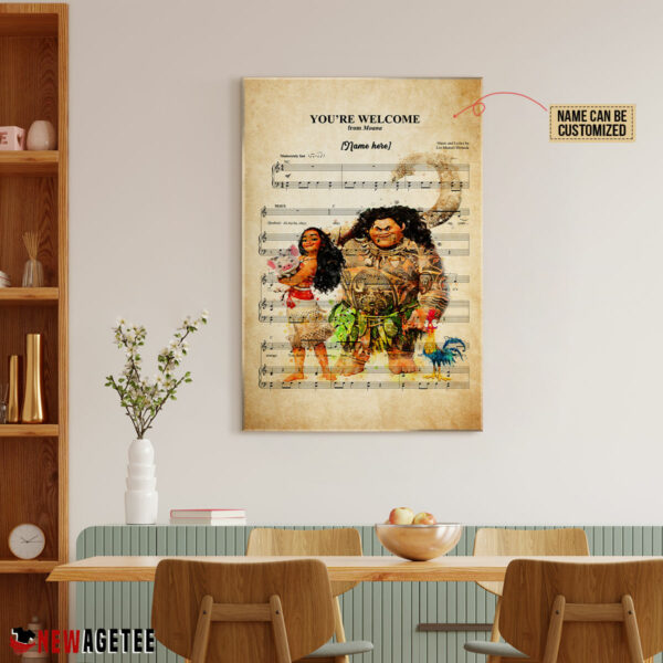 Personalized Moana Maui You’re Welcome Sheet Music Poster Canvas