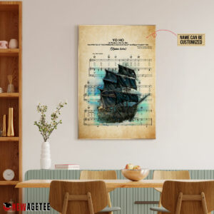 Personalized Pirates of the Caribbean Black Pearl Yo Ho Sheet Music Poster Canvas 4