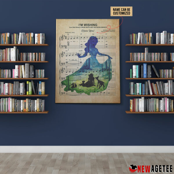 Personalized Snow White And The Seven Dwarfs I’m Wishing Sheet Music Poster Canvas