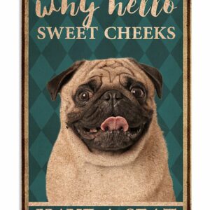 Pug Why Hello Sweet Cheeks Have A Seat Vintage Poster, Canvas