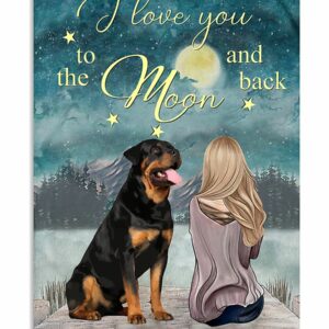 Rottweiler I Love You To The Moon And Back Poster, Canvas