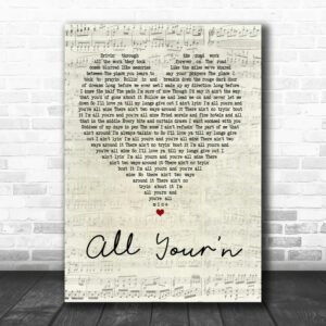 Tyler Childers All Yourn Script Heart Song Lyric Quote Poster Canvas 1