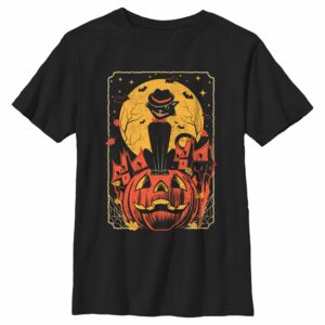 Boy’s Lost Gods Halloween Retro Cat Scene T-Shirt