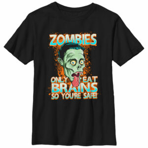 Boy’s Lost Gods Halloween Zombies Eat Brains Cartoon T-Shirt