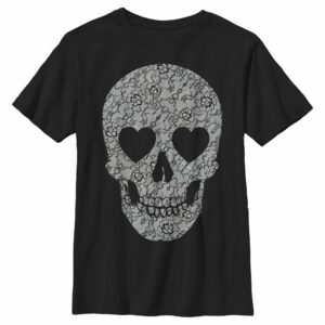 Boy’s Lost Gods Lace Print Heart Skull T-Shirt