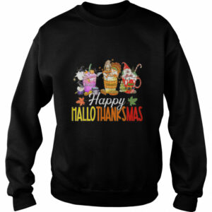 Happy Hallothanksmas Gnomes Halloween Thanksgiving Christmas Shirt 3