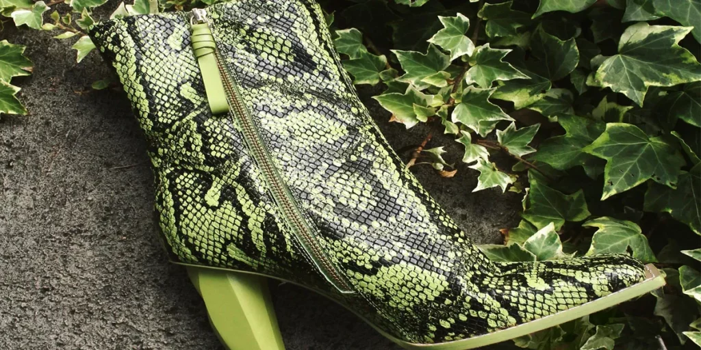 green snakeskin boots