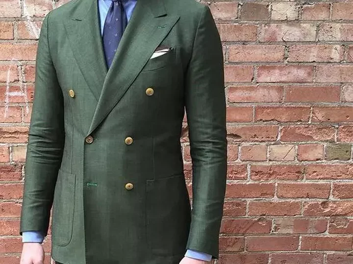 green double breasted suit