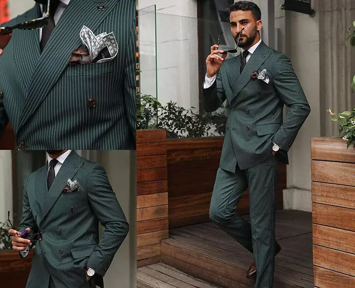 green double breasted suit