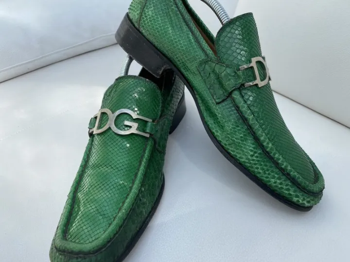 green snakeskin boots