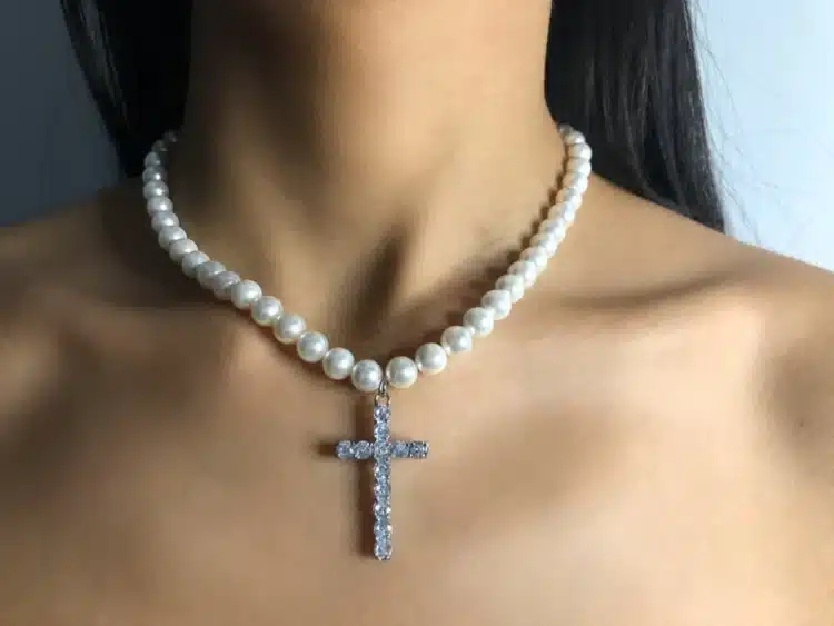 pearl cross necklace