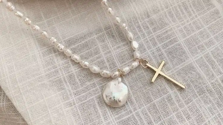 pearl cross necklace