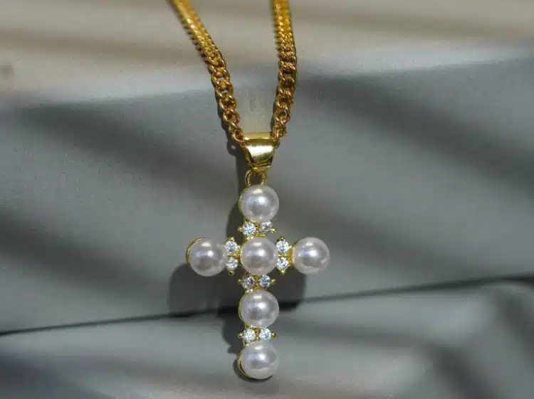 pearl cross necklace