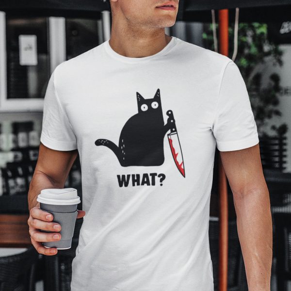 Black Cat What Shirt Murderous Cat With Bloody Knife