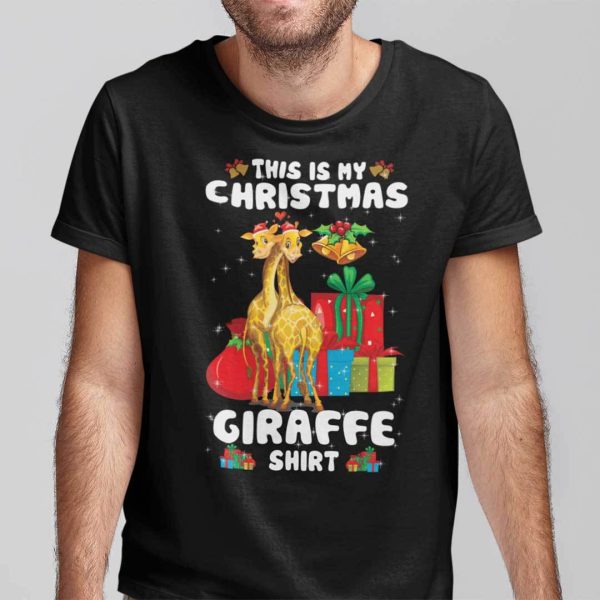 Christmas Giraffe T Shirt This Is My Christmas Giraffe Shirt