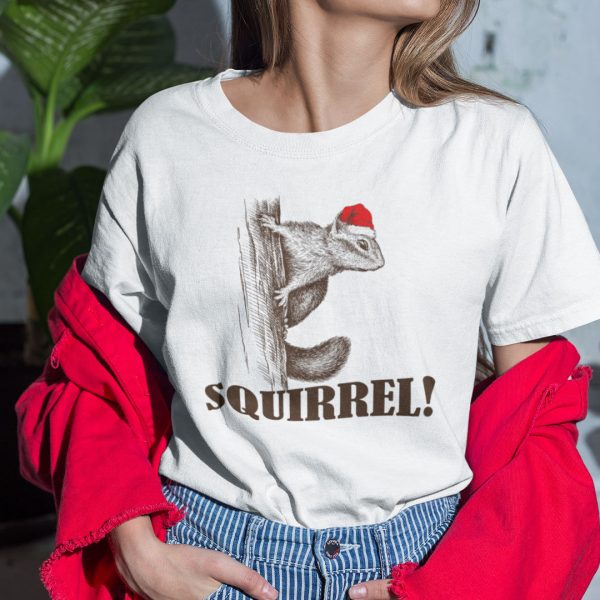 Christmas Squirrel T Shirt Santa Hat