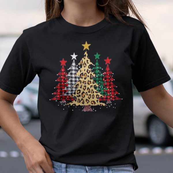 Christmas Tree Shirt Buffalo Plaid Leopard Christmas Tree