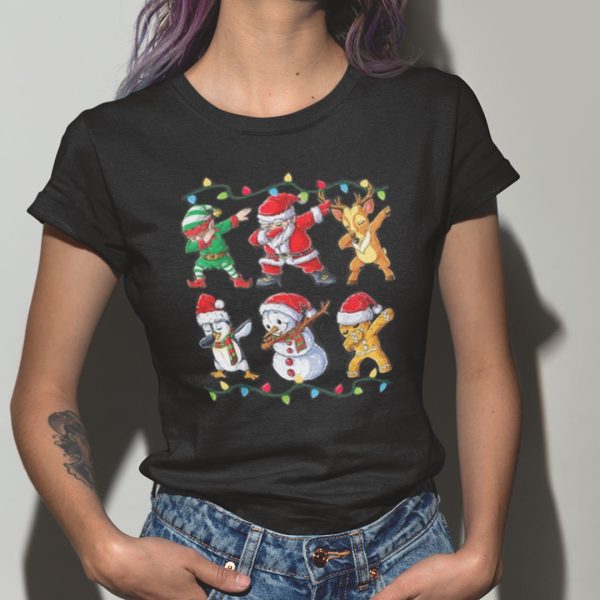 Elf Santa Reindeer Snowman Gingerbread Dabbing Christmas Shirt