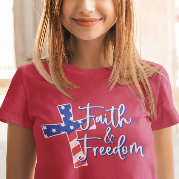 Faith And Freedom Jesus Cross 4th Of July Shirt