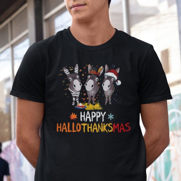 Happy Hallothanksmas Donkey Shirt Happy Halloween Thanksgiving Christmas
