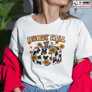 Howdy Fall Pumpkin Western Cowhide Shirt