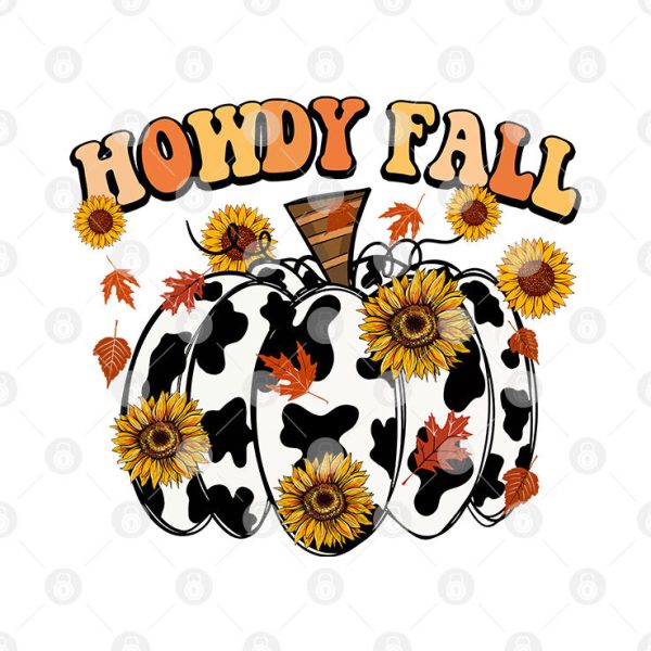 Howdy Fall Pumpkin Western Cowhide Shirt